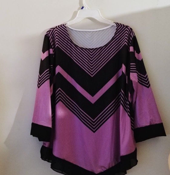 Tops - Black & lilac women's blouse
